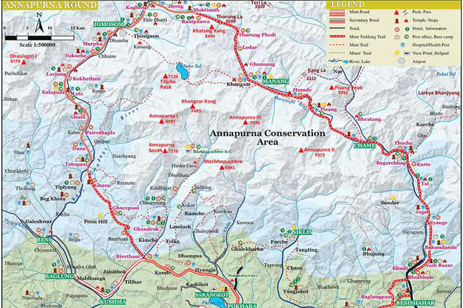 Annapurna Circuit Trek Trip Route Map